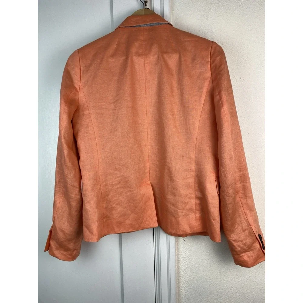 J. Crew Women's 6 Peach Lined 100% Linen 2 Button Blazer Jacket